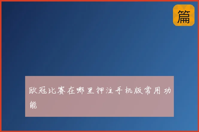 欧冠比赛在哪里押注手机版常用功能